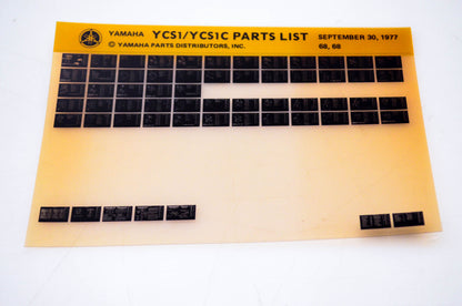 OEM Yamaha YCS1/YCS1C 1977/September 30 '68 Parts List Microfiche