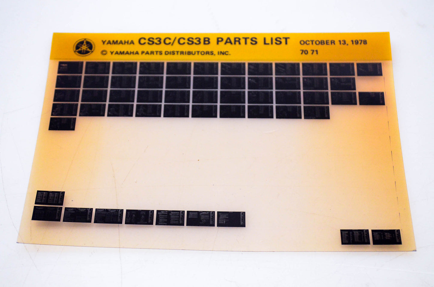 OEM Yamaha CS3C/CS3B 1978/October 13 '70 - '71 Parts List Microfiche