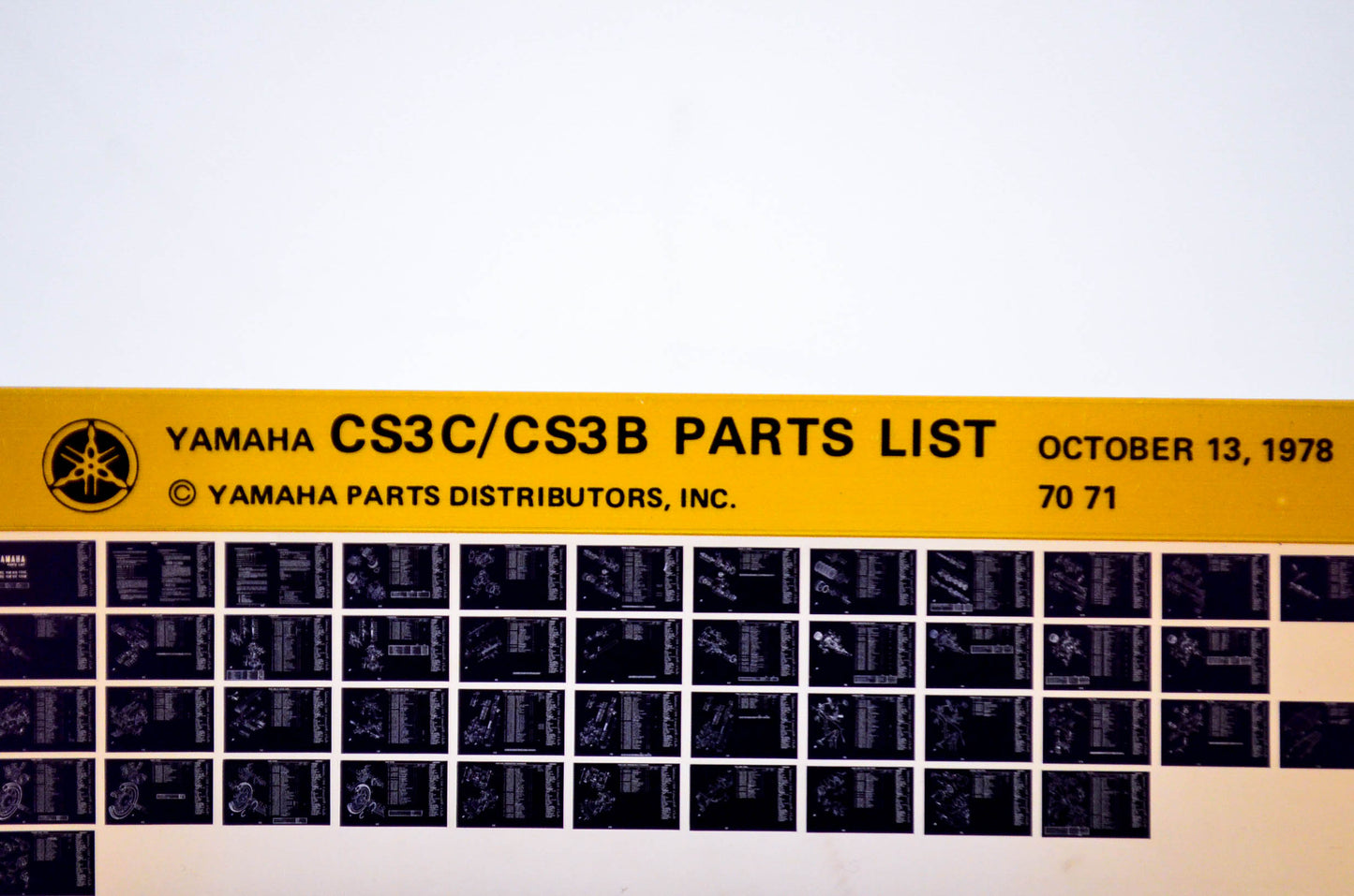 OEM Yamaha CS3C/CS3B 1978/October 13 '70 - '71 Parts List Microfiche