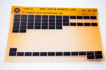 OEM Yamaha HS1/HS1 B 1978/October 25 '70 - '71 Parts List Microfiche