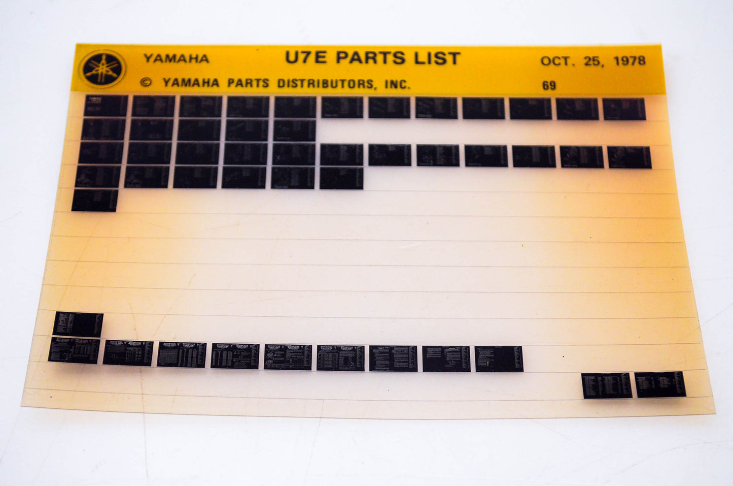 OEM Yamaha U7E 1978/October 25 '69 Parts List Microfiche