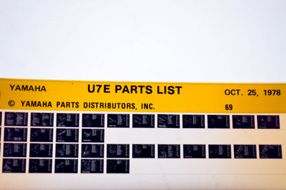 OEM Yamaha U7E 1978/October 25 '69 Parts List Microfiche