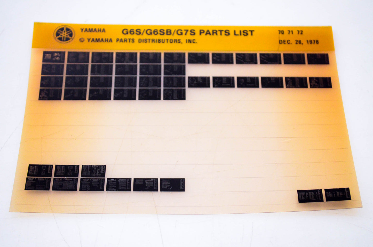 OEM Yamaha G6S/G6SB/G7S 1978/December 26 '70 - '72 Parts List Microfiche