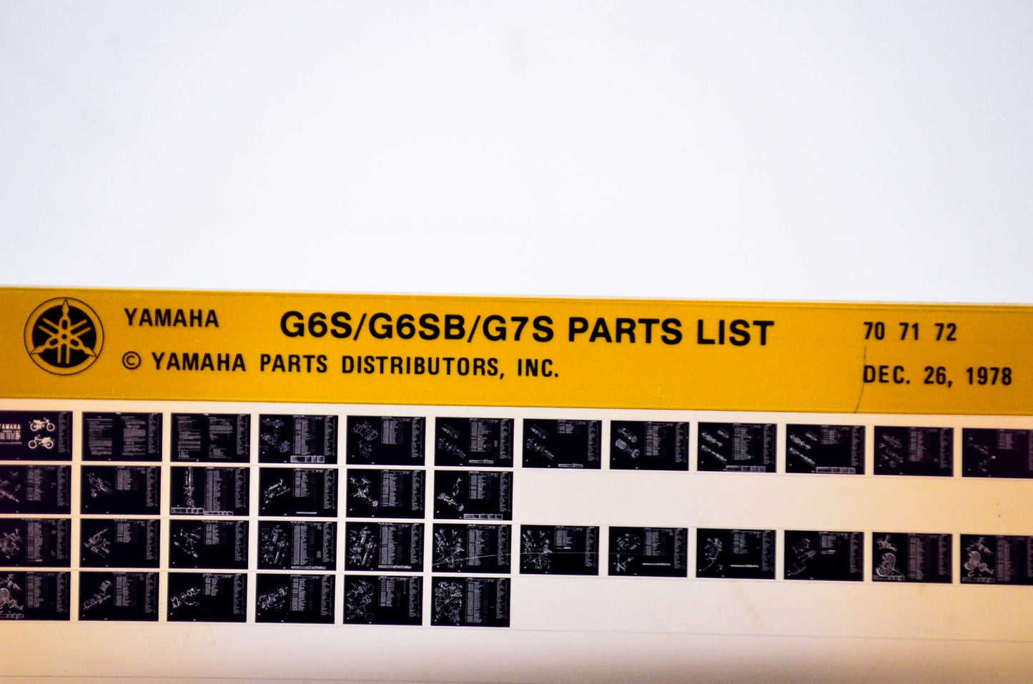 OEM Yamaha G6S/G6SB/G7S 1978/December 26 '70 - '72 Parts List Microfiche