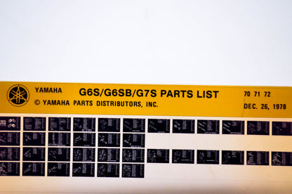 OEM Yamaha G6S/G6SB/G7S 1978/December 26 '70 - '72 Parts List Microfiche