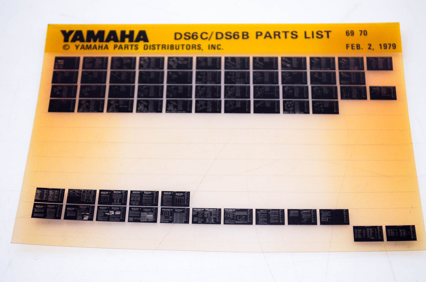 OEM Yamaha DS6 C/ DS6B 1979/February 2 '69 - '70 Parts List Microfiche