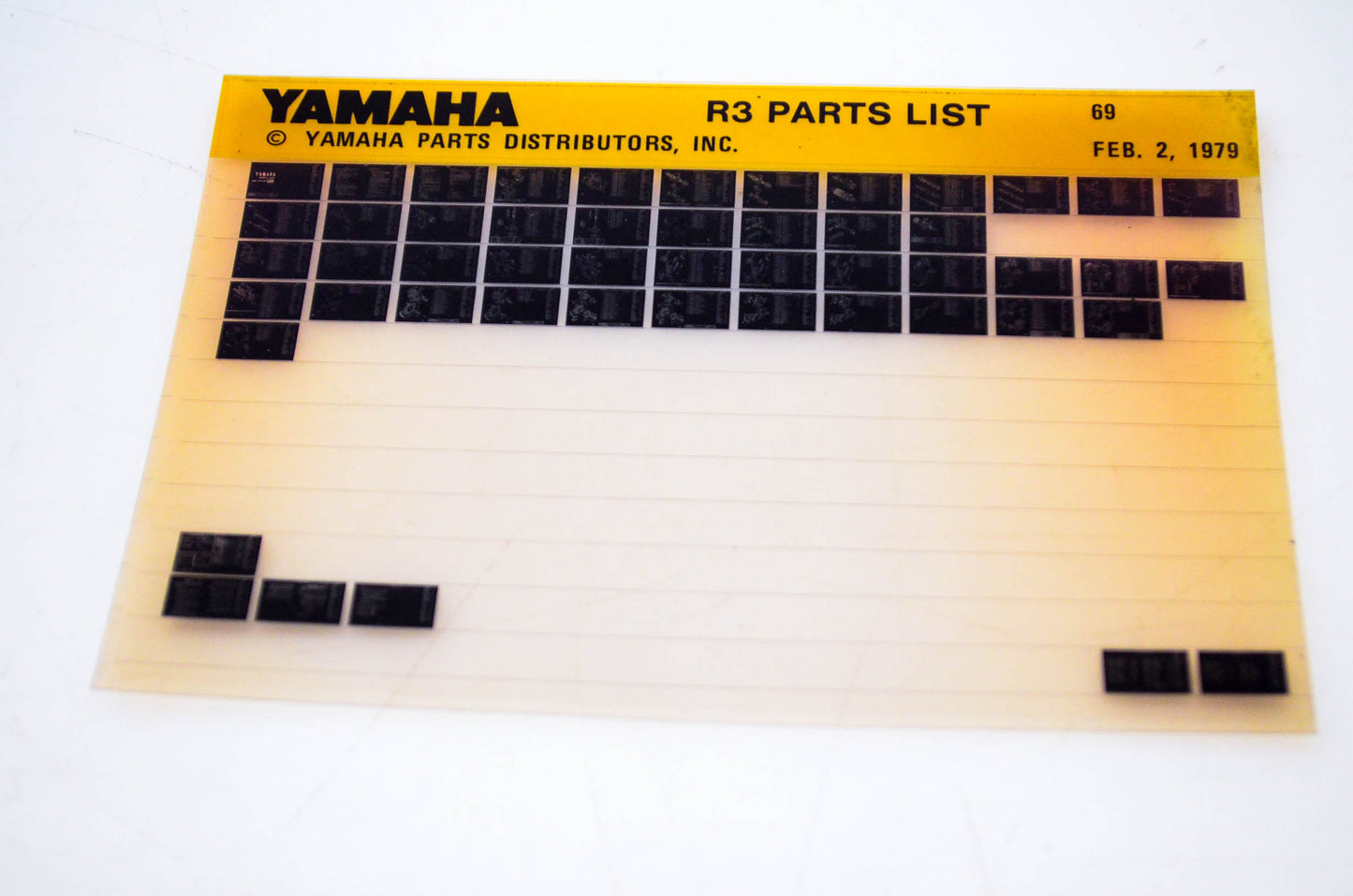 OEM Yamaha R3 1979/February 2 '69 Parts List Microfiche
