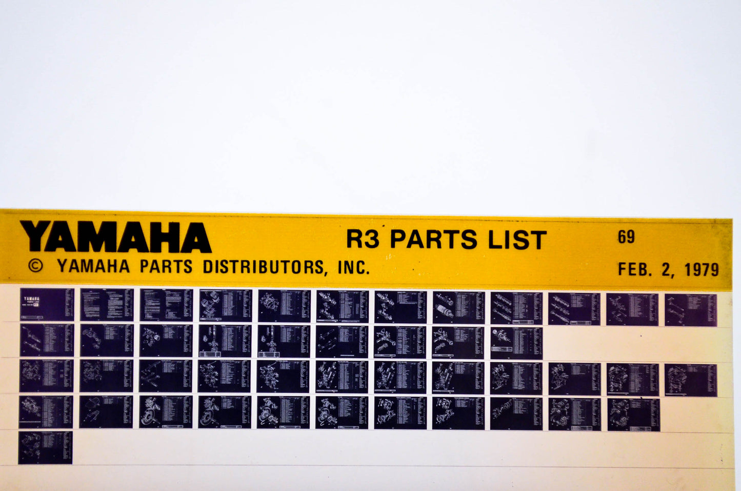 OEM Yamaha R3 1979/February 2 '69 Parts List Microfiche