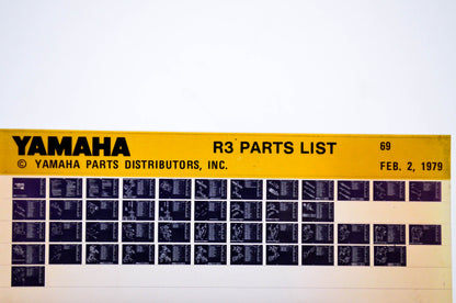 OEM Yamaha R3 1979/February 2 '69 Parts List Microfiche