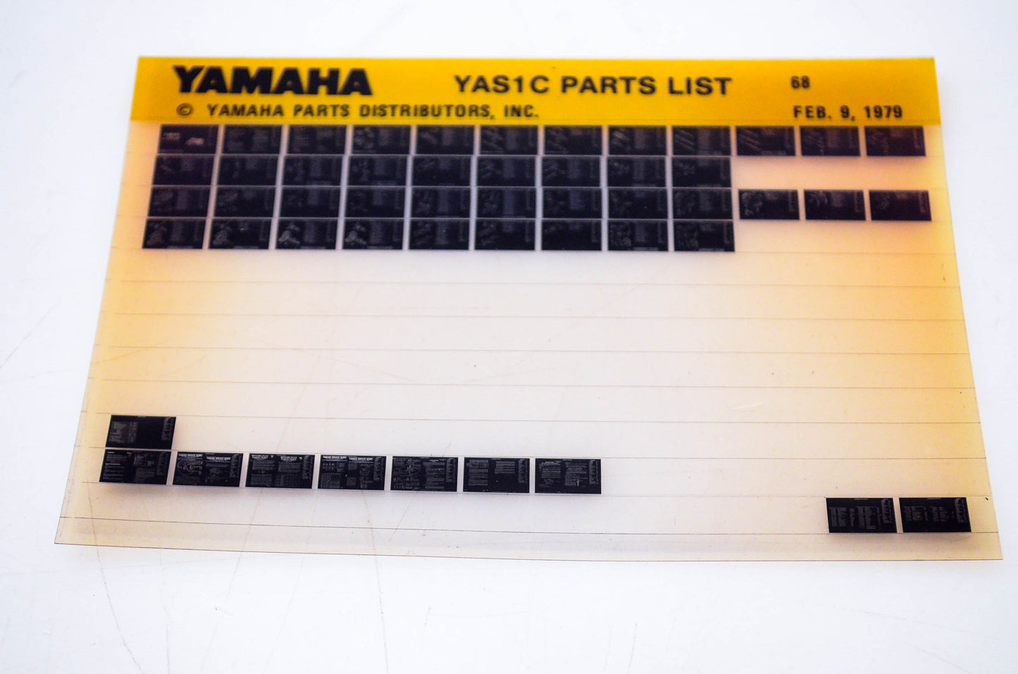 OEM Yamaha YAS1C 1979/February 9 '68 Parts List Microfiche