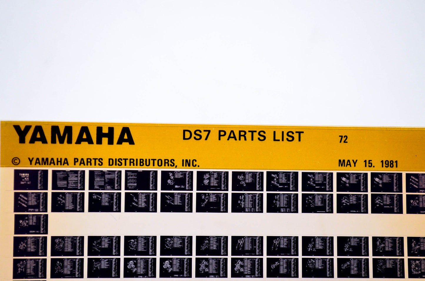 OEM Yamaha DS7 1981/May 15 '72 Parts List Microfiche