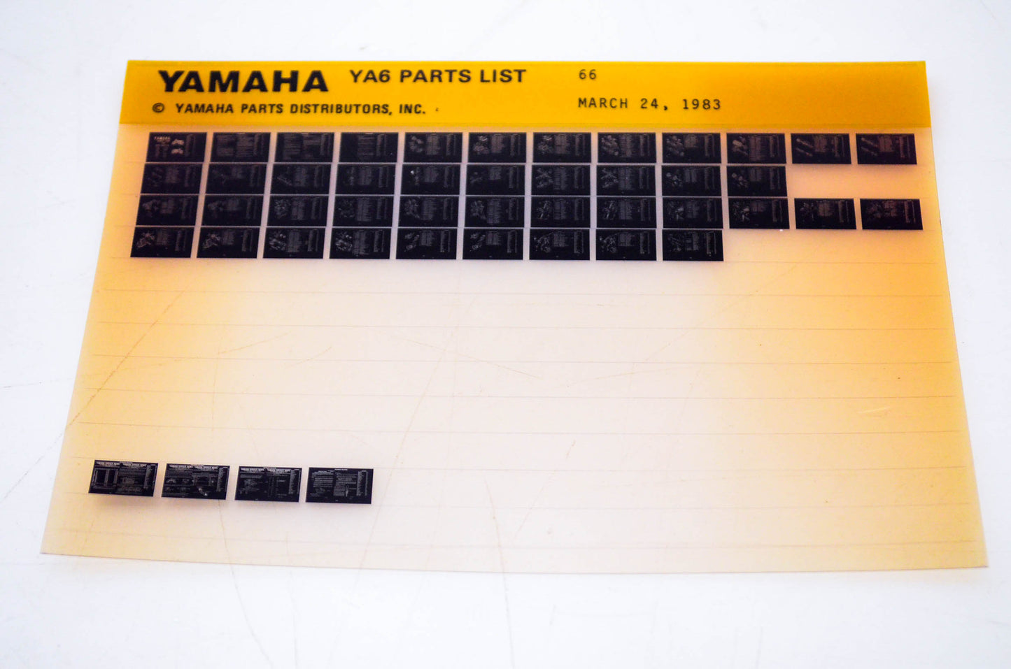 OEM Yamaha YA6 1983/March 24 '66 Parts List Microfiche
