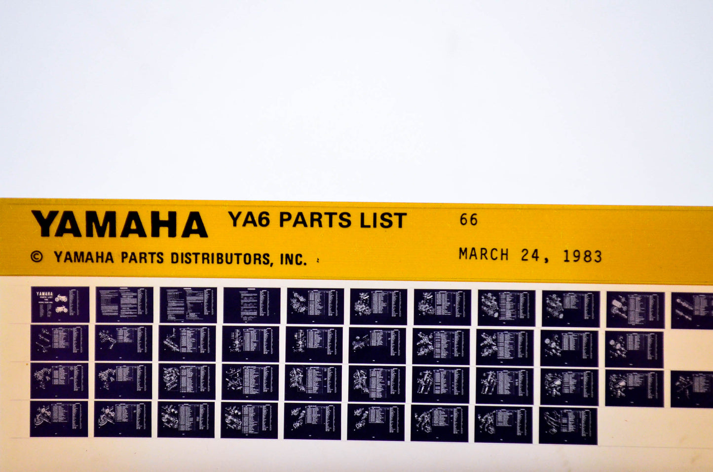 OEM Yamaha YA6 1983/March 24 '66 Parts List Microfiche