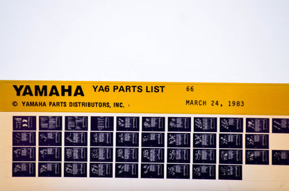 OEM Yamaha YA6 1983/March 24 '66 Parts List Microfiche