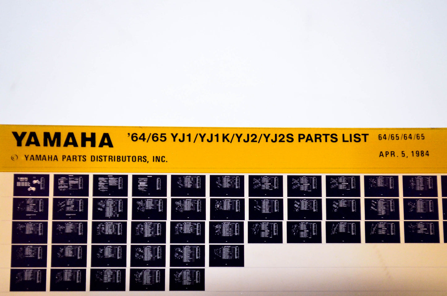 OEM Yamaha YJ1/YJ1K/YJ2/YJ2S 1984/April 5 '64 - '65 Parts List Microfiche