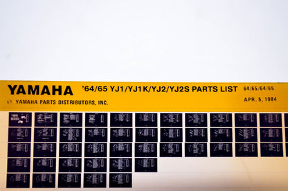 OEM Yamaha YJ1/YJ1K/YJ2/YJ2S 1984/April 5 '64 - '65 Parts List Microfiche