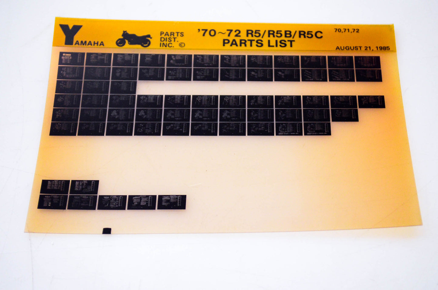 OEM Yamaha R5/R5B/R5C 1985/August 21 '70 - '72 Parts List Microfiche