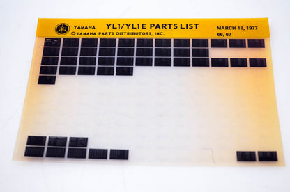 OEM Yamaha YL1/YL1E 1977/March 18 '66 - '67 Parts List Microfiche