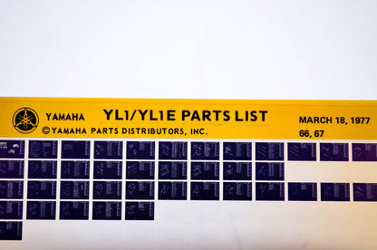 OEM Yamaha YL1/YL1E 1977/March 18 '66 - '67 Parts List Microfiche