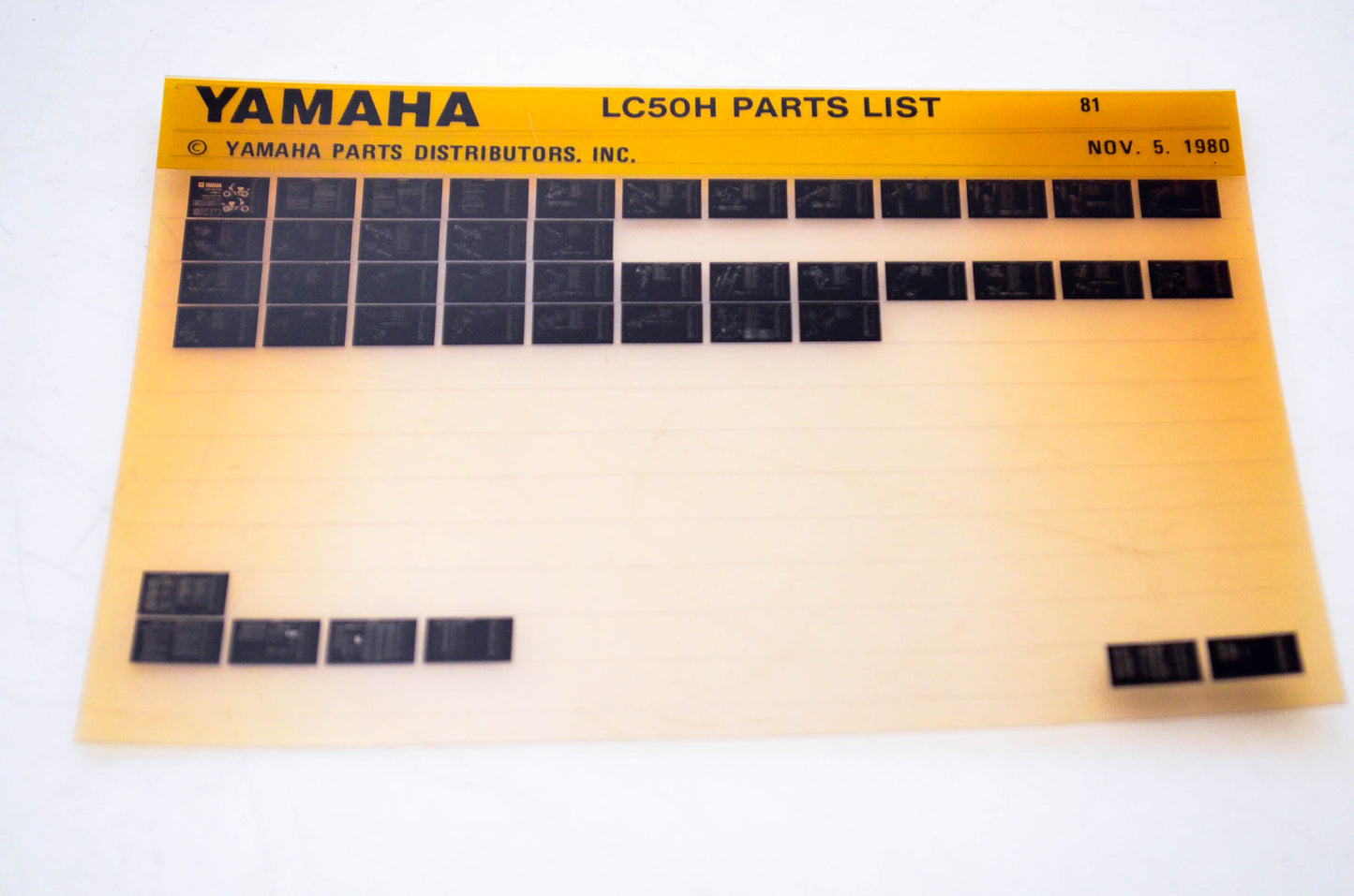 OEM Yamaha LC50H 1980/November 5 '81 Parts List Microfiche