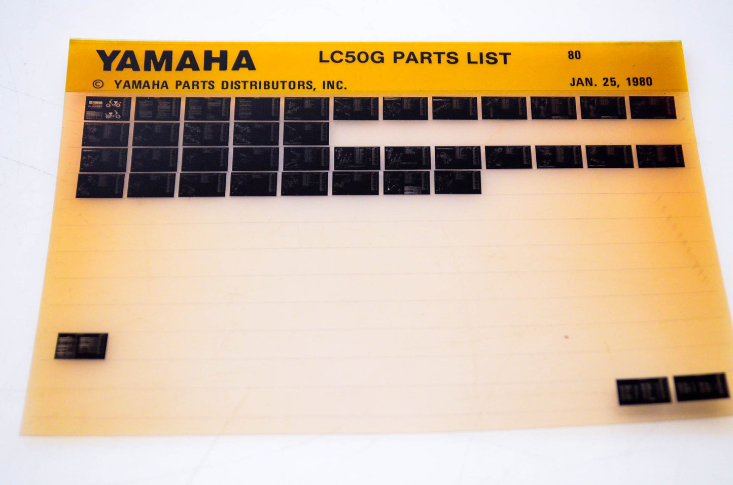 OEM Yamaha LC50G 1980/January 25 '80 Parts List Microfiche