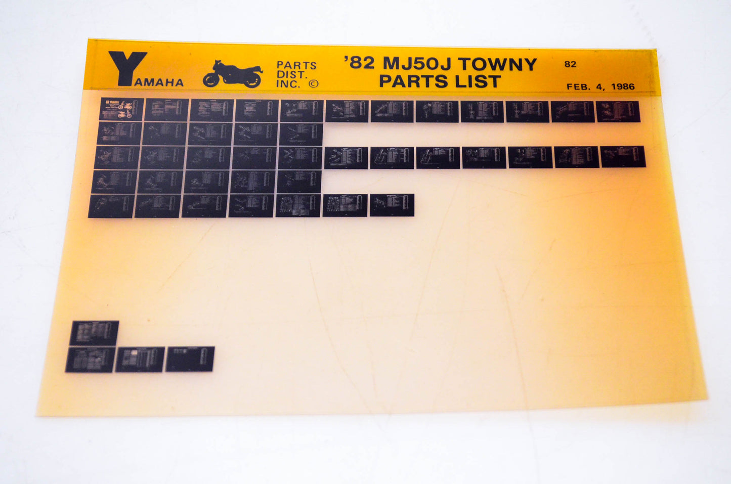 OEM Yamaha MJ50J 1986/February 4 '82 Towny Parts List Microfiche
