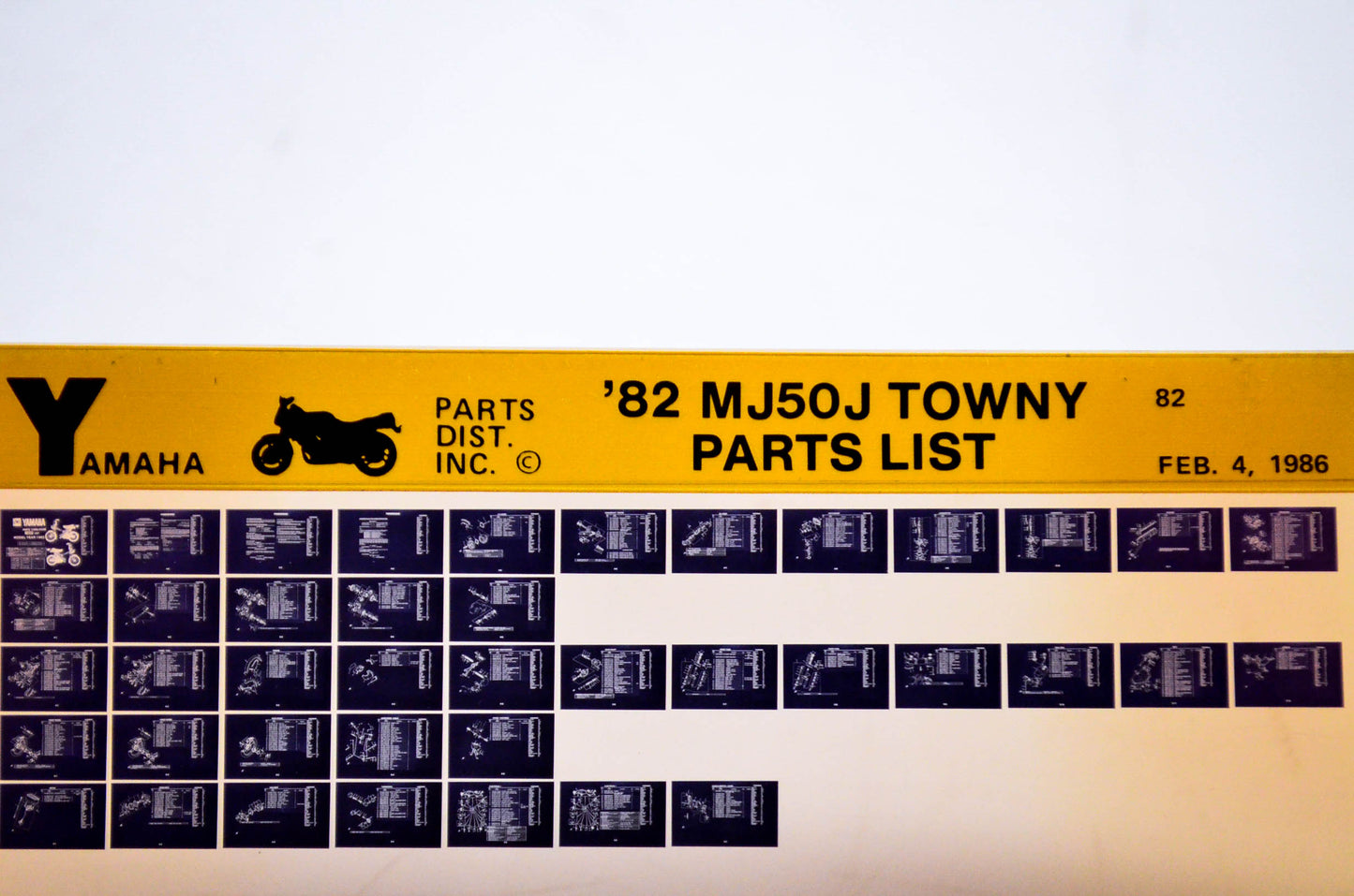 OEM Yamaha MJ50J 1986/February 4 '82 Towny Parts List Microfiche