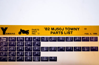 OEM Yamaha MJ50J 1986/February 4 '82 Towny Parts List Microfiche