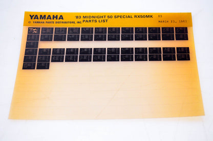 OEM Yamaha RX50MK 1983/March 23 '83 Midnight 50 Special Parts List Microfiche