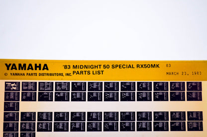OEM Yamaha RX50MK 1983/March 23 '83 Midnight 50 Special Parts List Microfiche