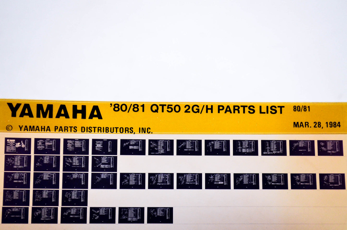 OEM Yamaha QT50 2G/H 1984/March 28 '80 - '81 Parts List Microfiche
