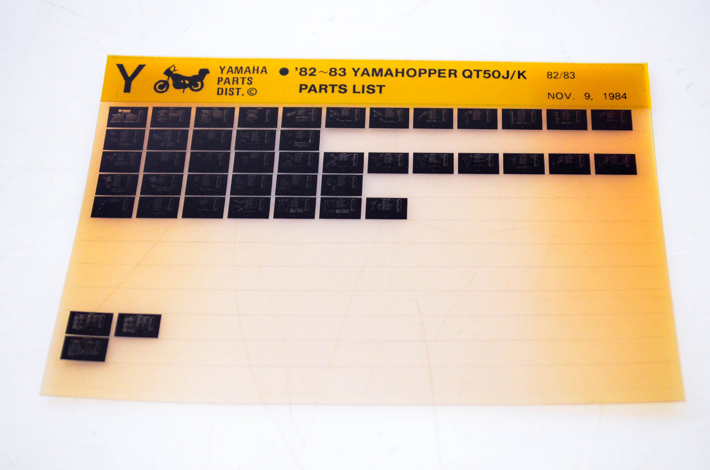 OEM Yamaha QT50J/K 1984/November 9 '82 - '83 Yamahopper Parts List Microfiche