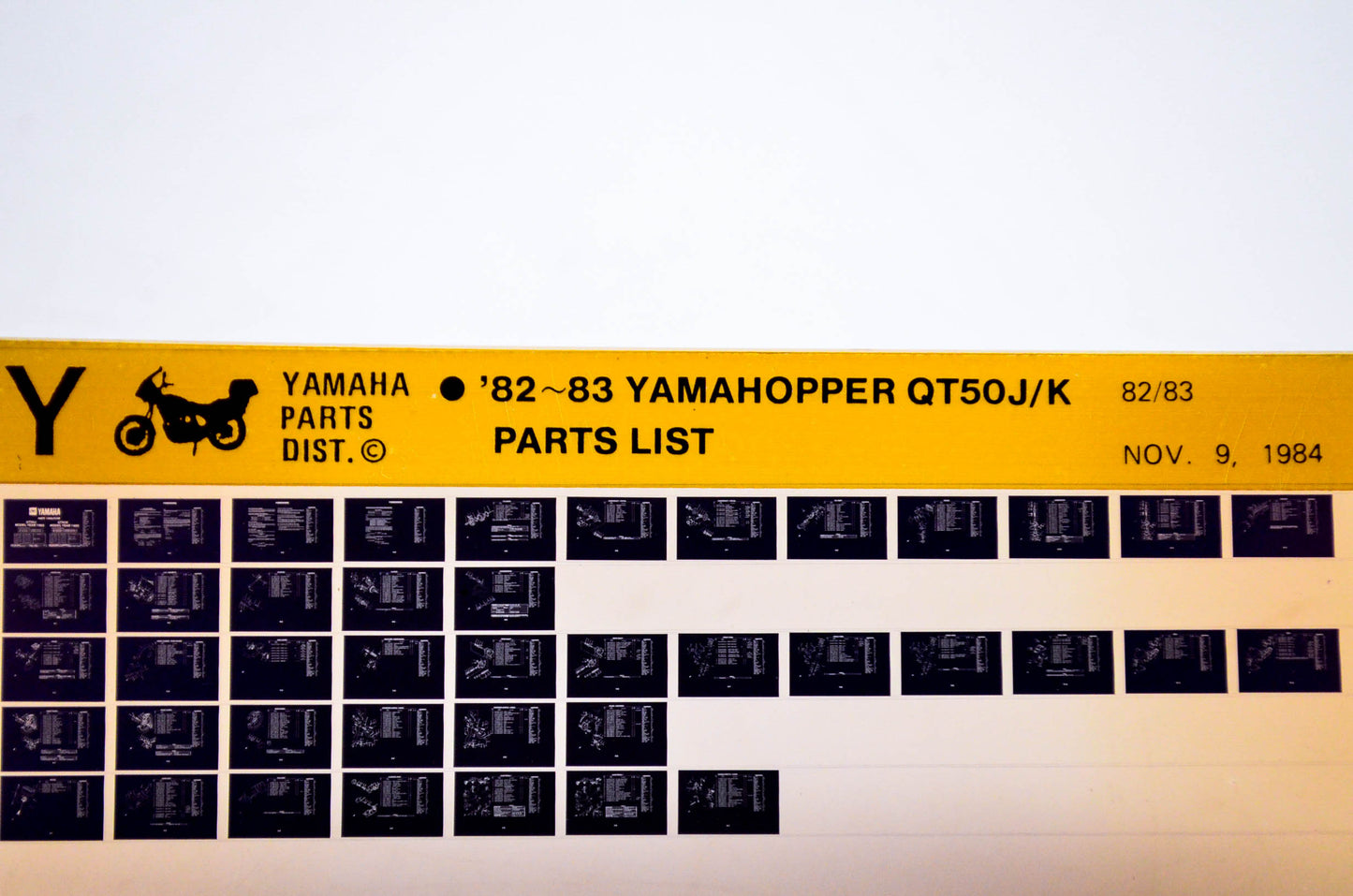 OEM Yamaha QT50J/K 1984/November 9 '82 - '83 Yamahopper Parts List Microfiche