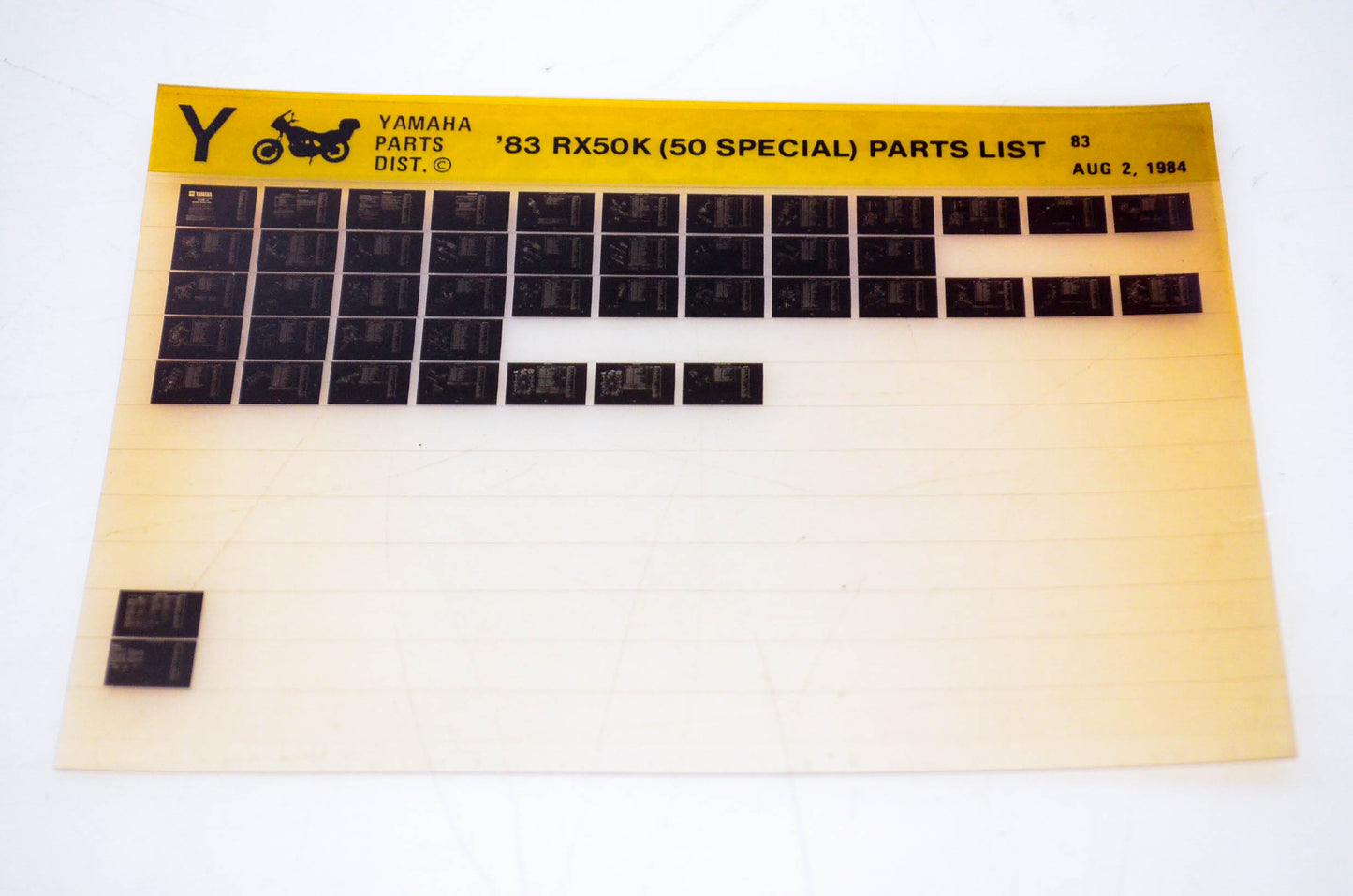 OEM Yamaha RX50K 1984/August 2 '83 50 Special Parts List Microfiche
