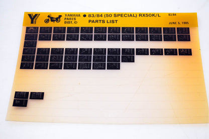 OEM Yamaha RX50K/L 1985/June 5 '83 - '84 50 Special Parts List Microfiche