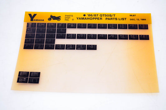 OEM Yamaha QT50S/T 1986/December 12 '86 - '87 Yamahopper Parts List Microfiche