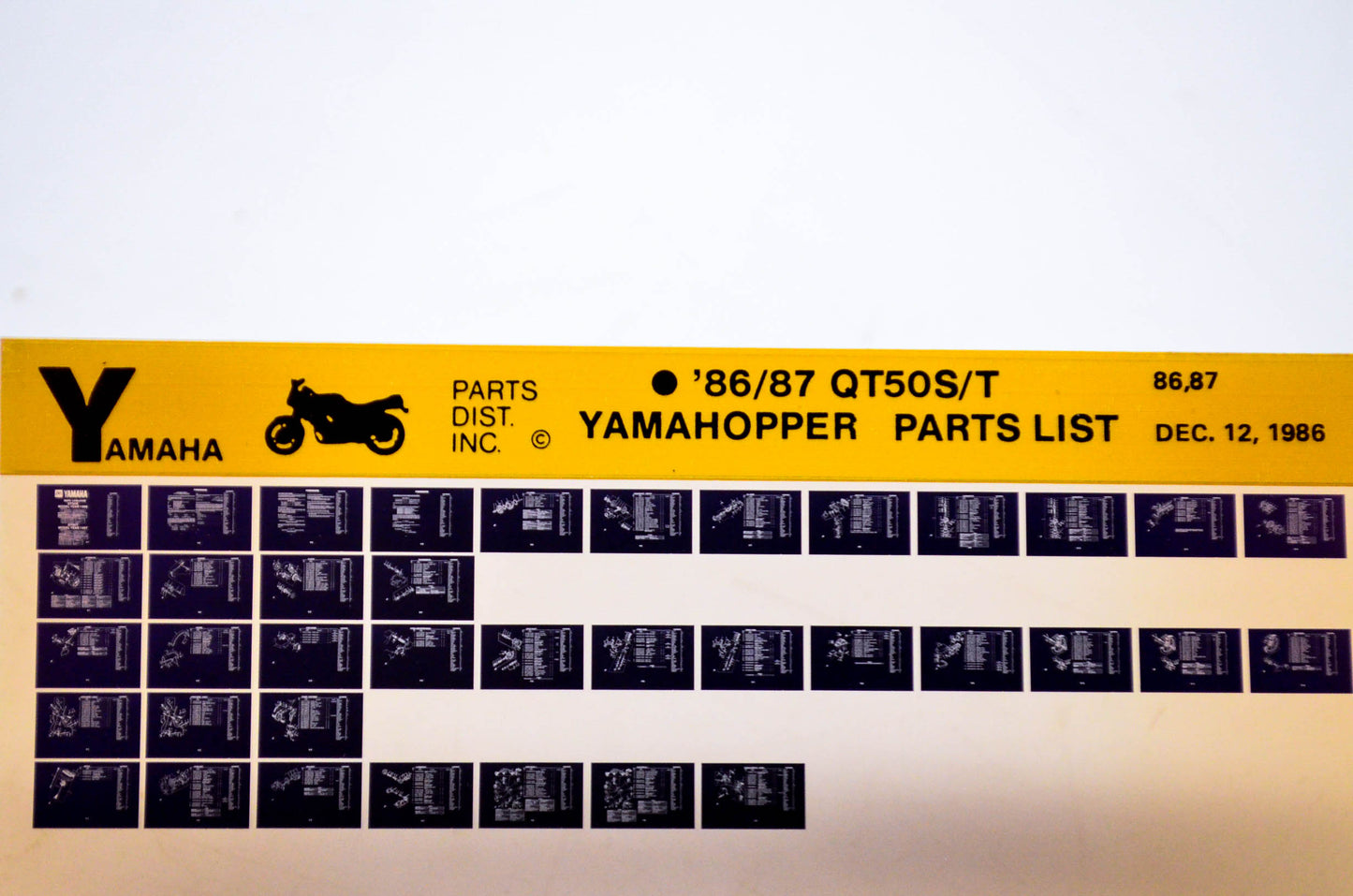 OEM Yamaha QT50S/T 1986/December 12 '86 - '87 Yamahopper Parts List Microfiche