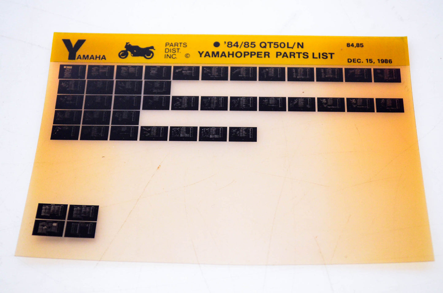 OEM Yamaha QT50L/N 1986/December 15 '84 - '85 Yamahopper Parts List Microfiche