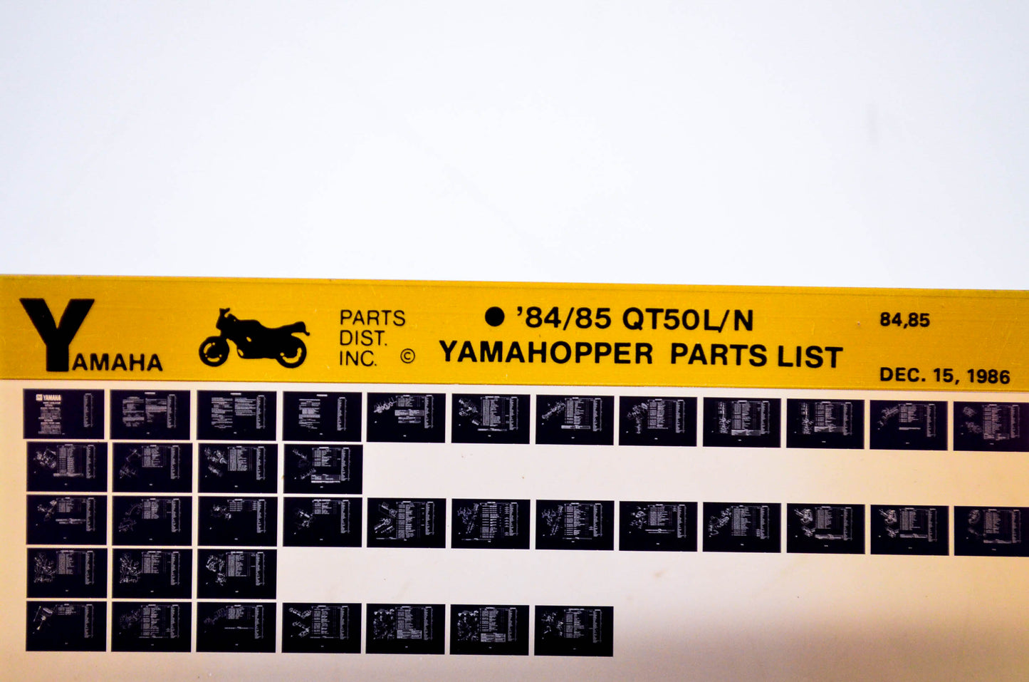 OEM Yamaha QT50L/N 1986/December 15 '84 - '85 Yamahopper Parts List Microfiche