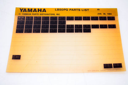 OEM Yamaha LB50PG 1980/January 30 '80 Parts List Microfiche
