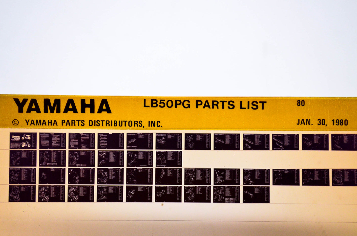 OEM Yamaha LB50PG 1980/January 30 '80 Parts List Microfiche