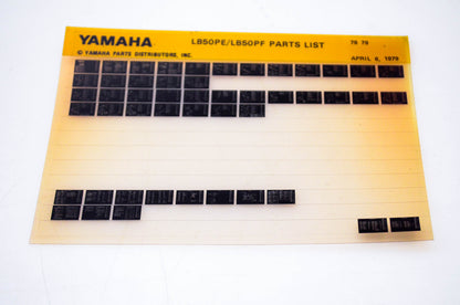 OEM Yamaha LB50PE/LB50PF 1979/April 6 '78 - '79 Parts List Microfiche