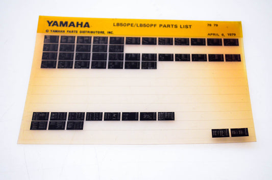 OEM Yamaha LB50PE/LB50PF 1979/April 6 '78 - '79 Parts List Microfiche
