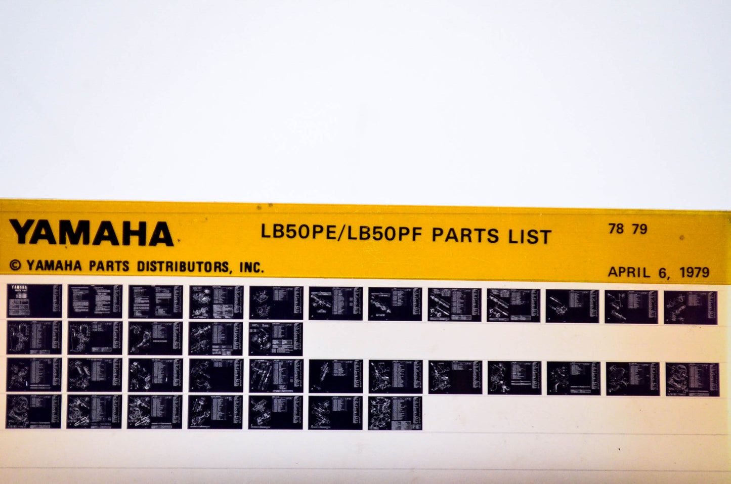 OEM Yamaha LB50PE/LB50PF 1979/April 6 '78 - '79 Parts List Microfiche