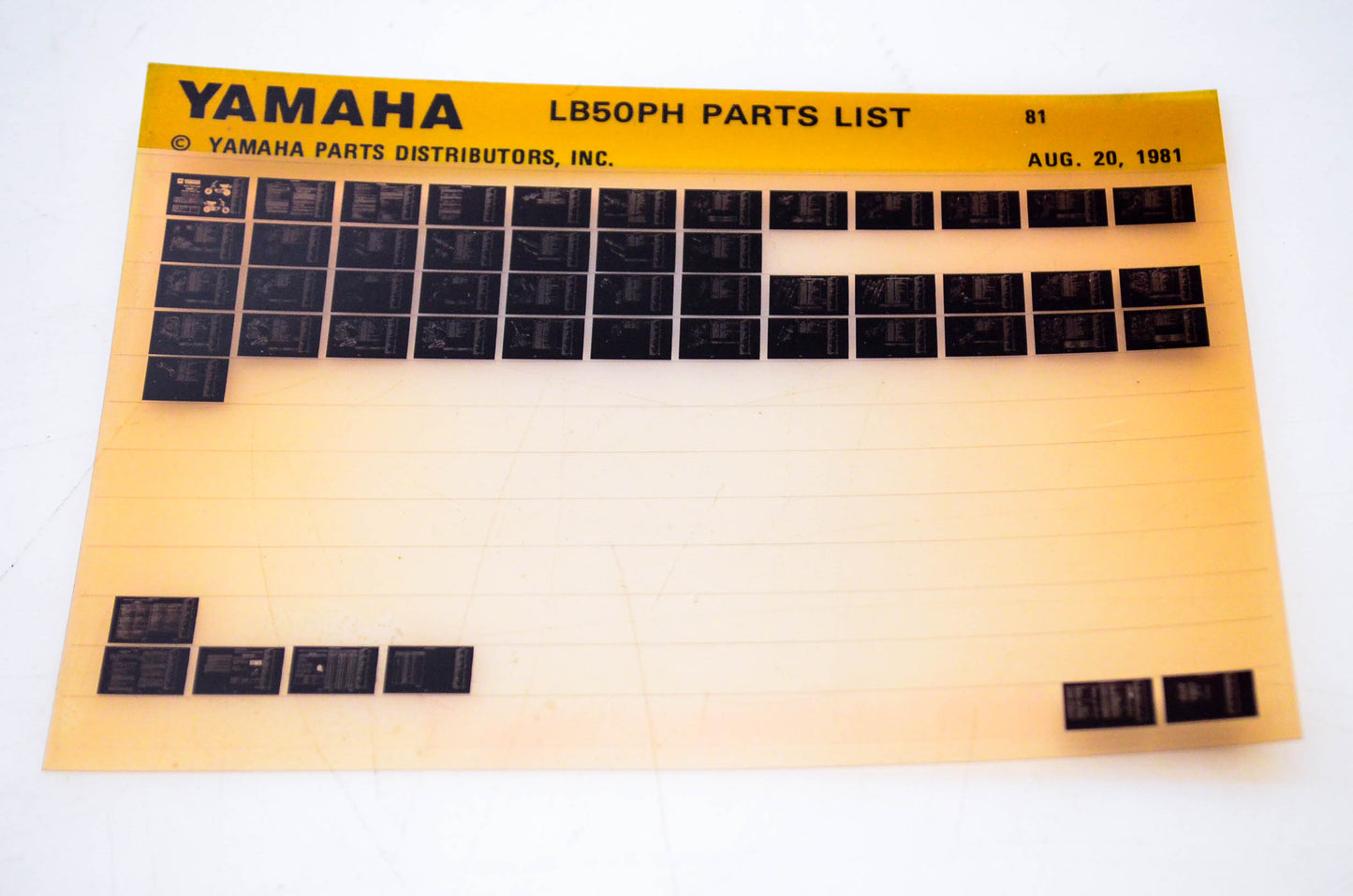 OEM Yamaha LB50PH 1981/August 20 '81 Parts List Microfiche