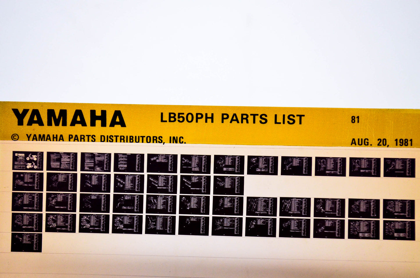 OEM Yamaha LB50PH 1981/August 20 '81 Parts List Microfiche