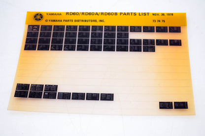 OEM Yamaha RD60/RD60A/RD60B 1978/November 30 '73 - '75 Parts List Microfiche