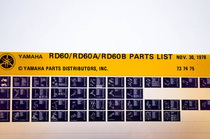 OEM Yamaha RD60/RD60A/RD60B 1978/November 30 '73 - '75 Parts List Microfiche