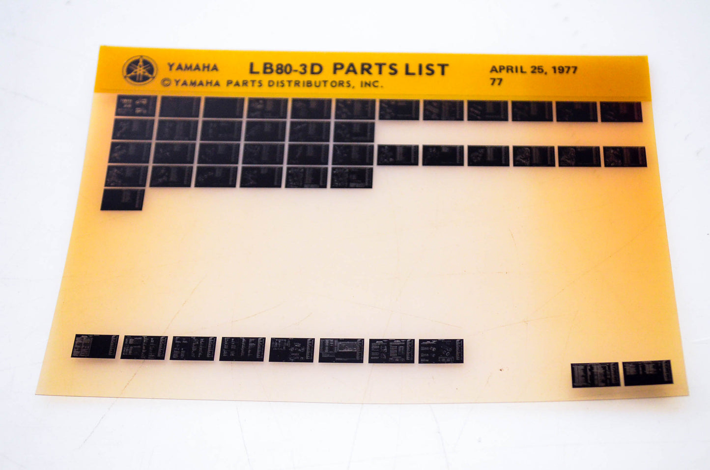 OEM Yamaha LB80-3D 1977/April 25 '77 Parts List Microfiche