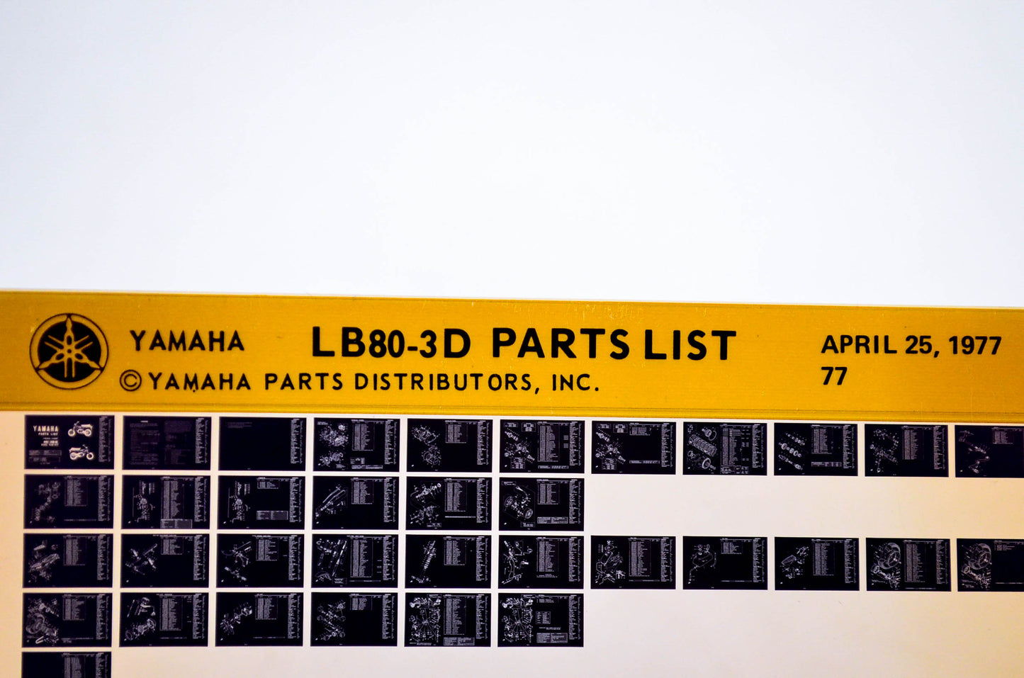 OEM Yamaha LB80-3D 1977/April 25 '77 Parts List Microfiche